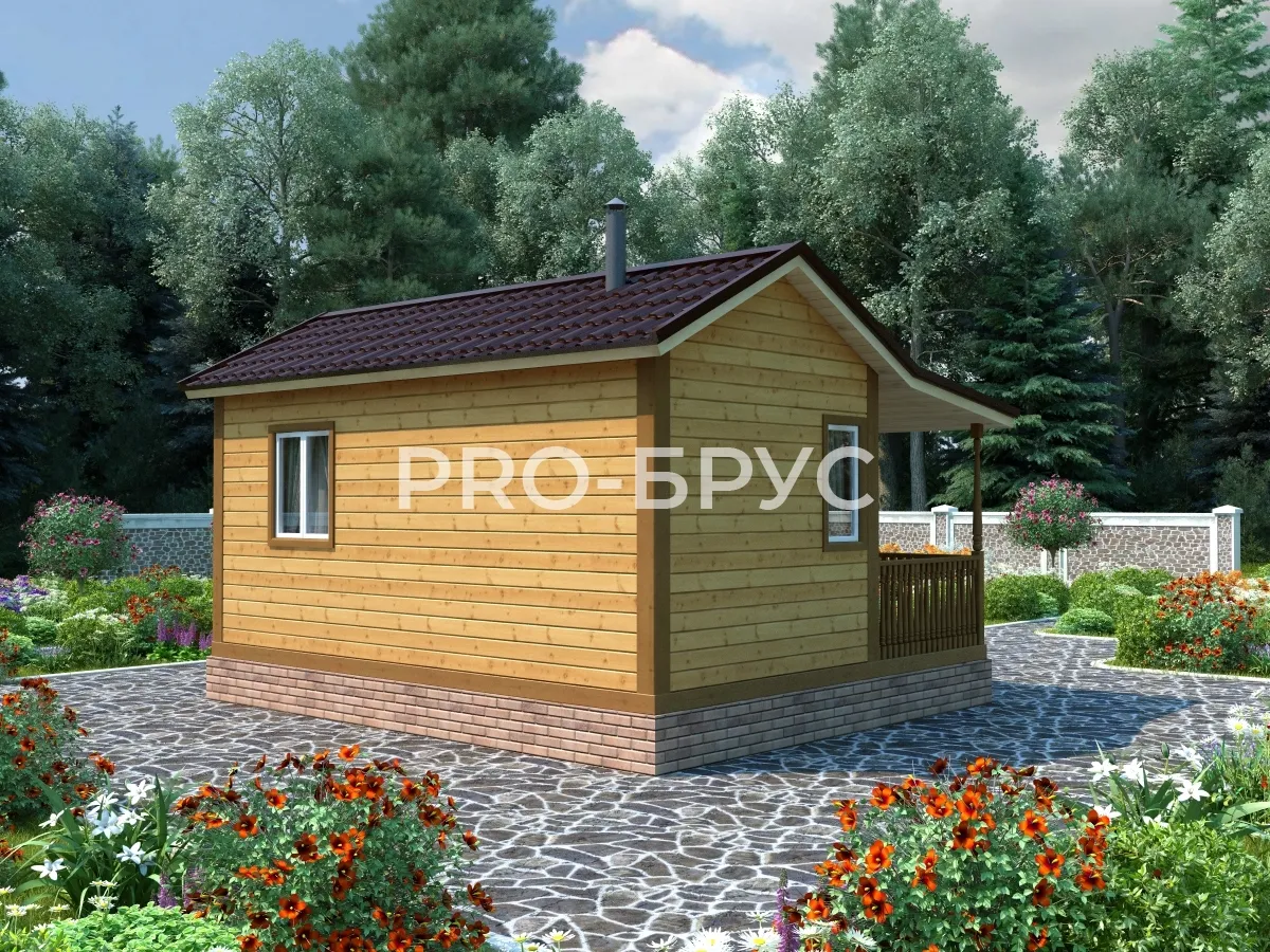 Проект бани из бруса - 5х6 - «Куземино» - 30 м² - вид сзади
