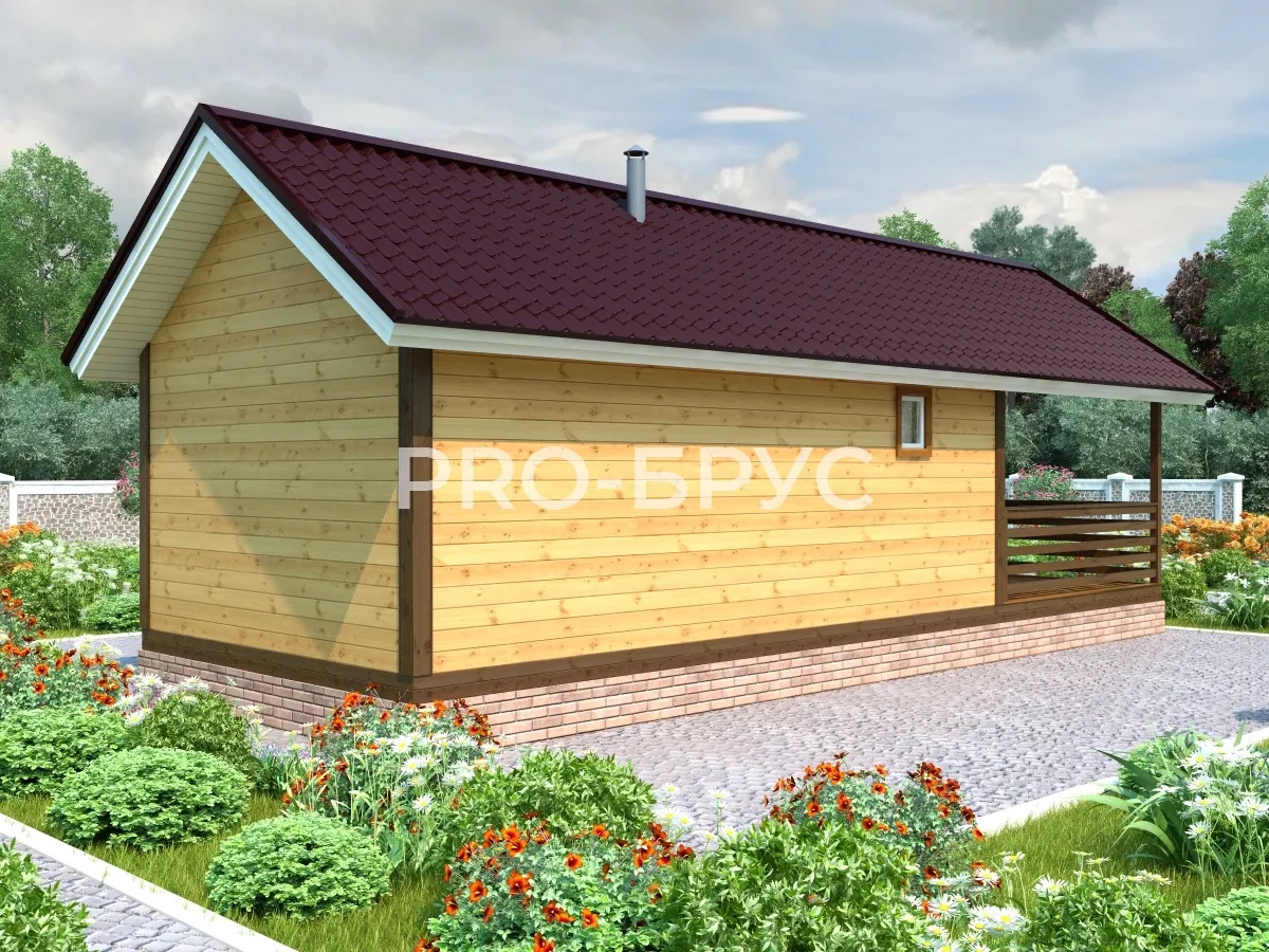 Проект бани из бруса - 4х11 - «Николо-Березовец» - 47 м² - вид слева