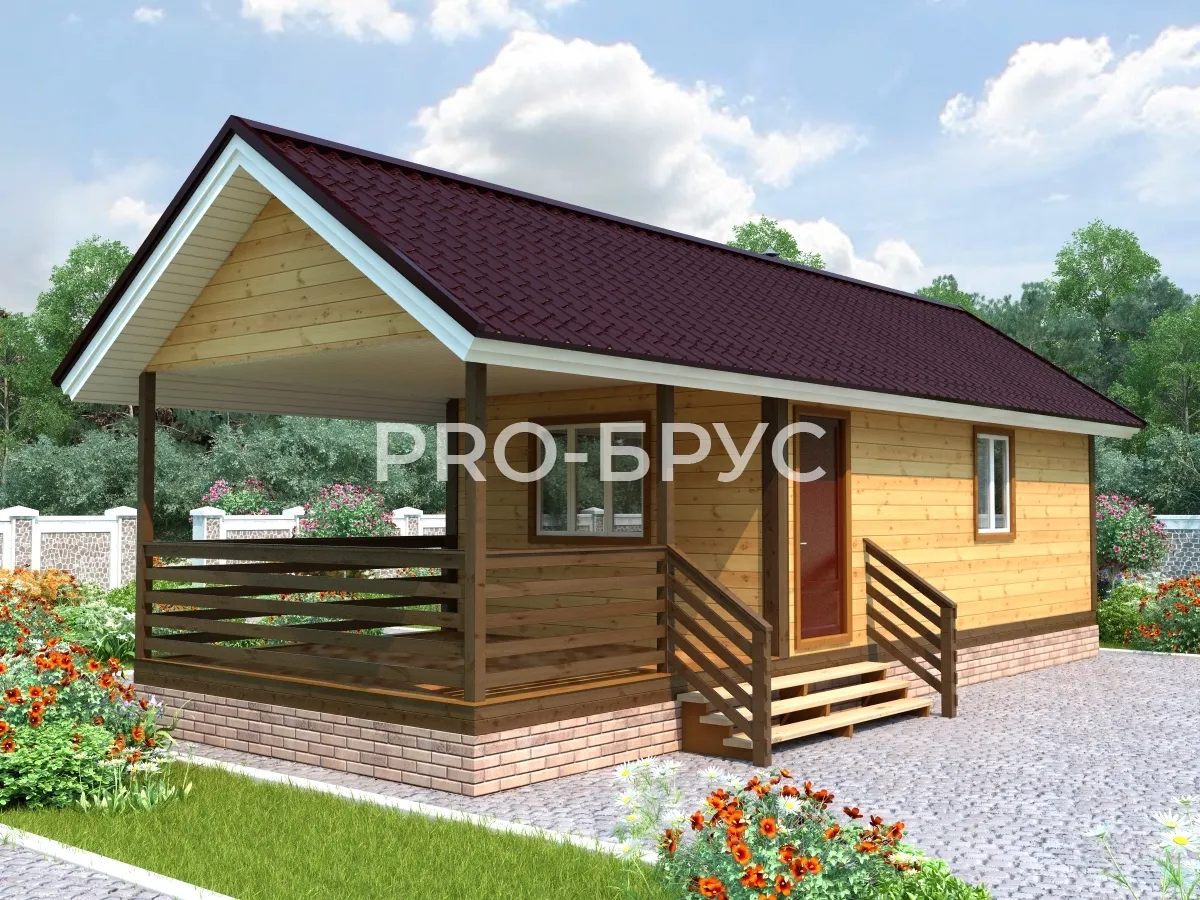 Проект бани из бруса - 4х11 - «Николо-Березовец» - 47 м² - главный вид