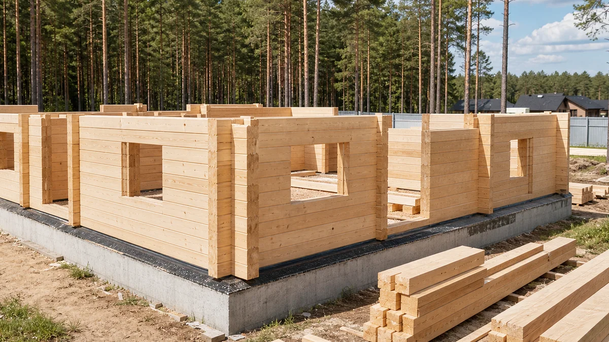Сборка стенового комплекта из бруса Сборка стенового комплекта из бруса