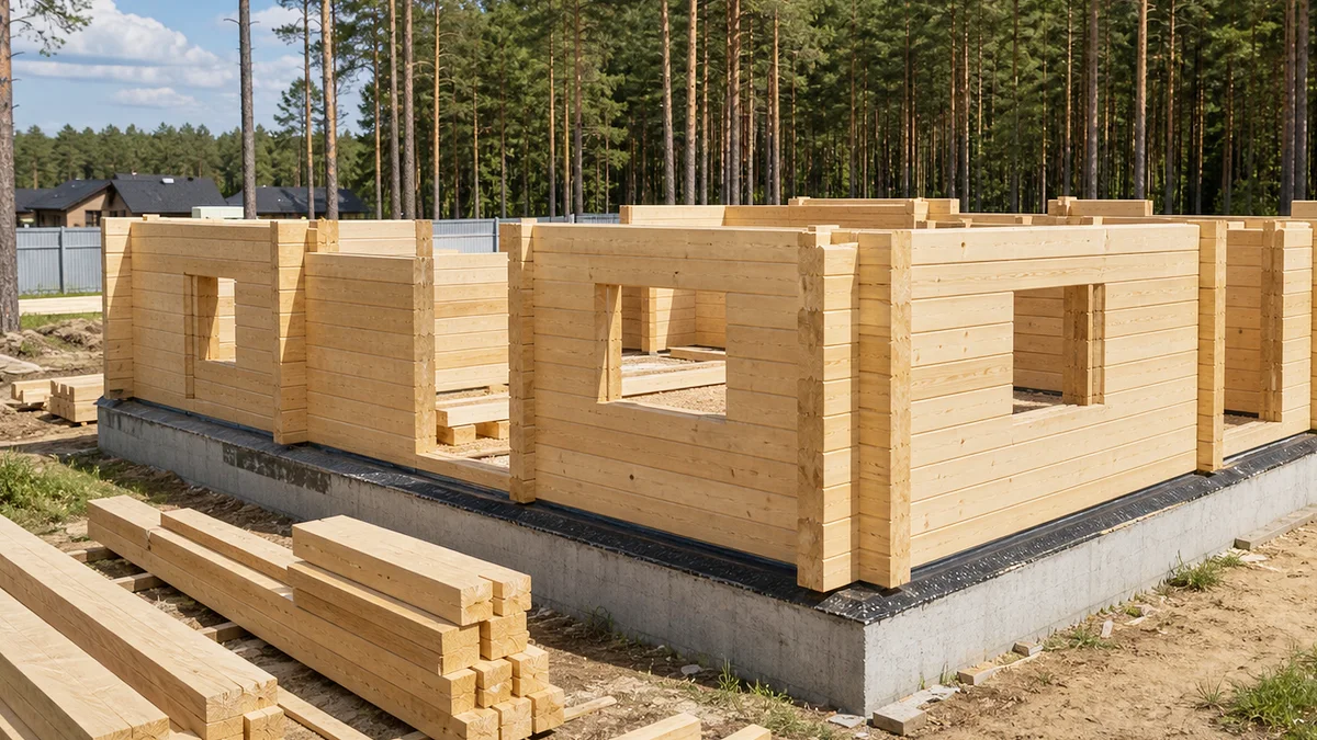Сборка стенового комплекта из бруса Сборка стенового комплекта из бруса