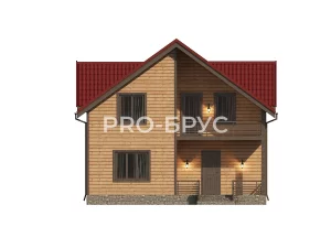 Проект дома из бруса - 9х10 - «Кострома» - 135 м² - вид спереди