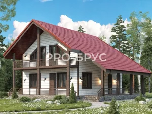 Проект дома из бруса - 11х11 - «Буй» - 142 м² - главный вид