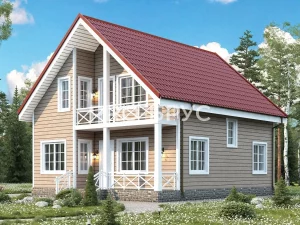 Проект дома из бруса - 9х9 - «Галич» - 118 м² - главный вид