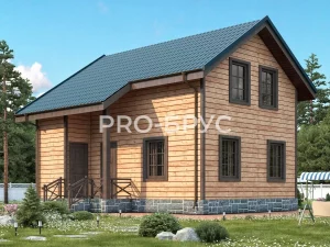 Проект дома из бруса - 6х8 - «Мантурово» - 80 м² - главный вид
