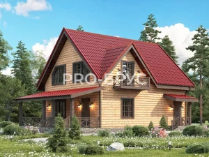 Проект дома из бруса - 8х11 - «Шарья» - 132 м² - главный вид